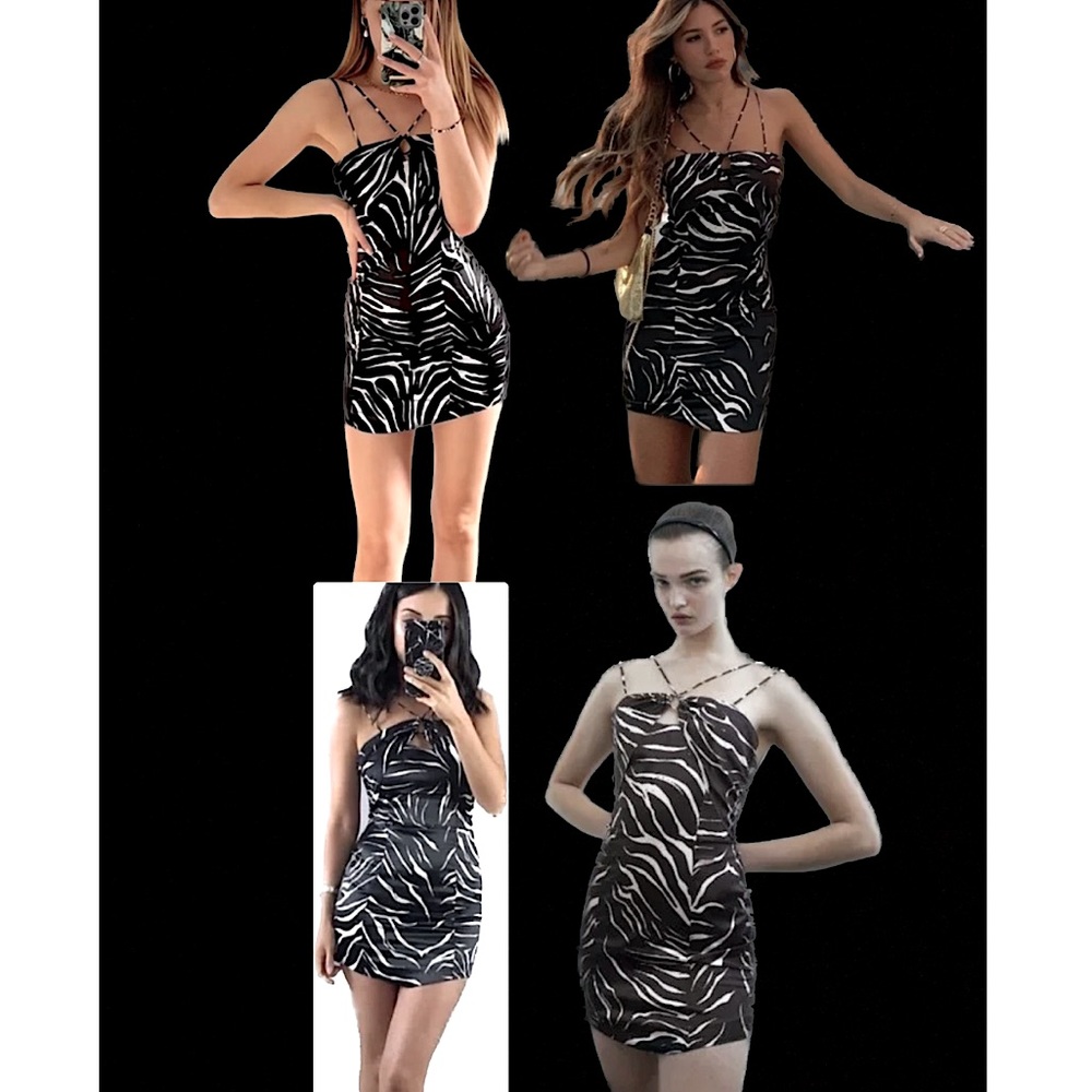 Faux silk, faux satin Mini zebra print dress by ZARA animal print mini dress